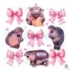 Moo Deng Pink Coquette Baby Pygmy Hippo PNG