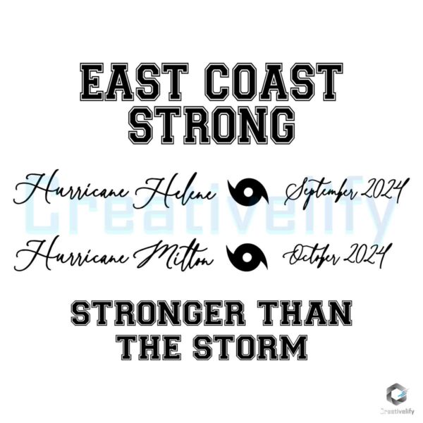 East Coast Strong Stronger Than The Storm Hurricane Helene Milton SVG