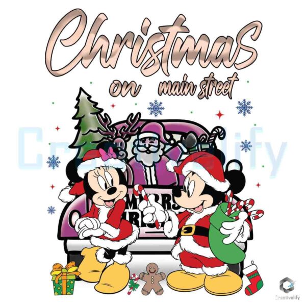 Santa Mickey Minnie Christmas On Main Street PNG