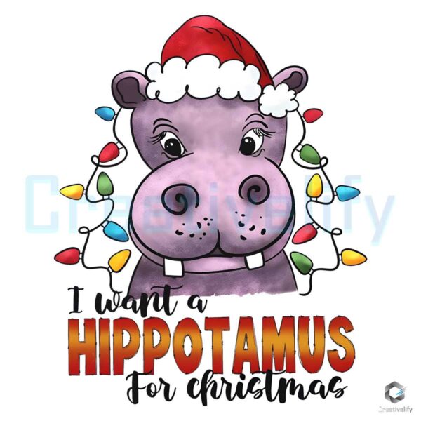 I Want A Hippopotamus For Christmas Santa PNG