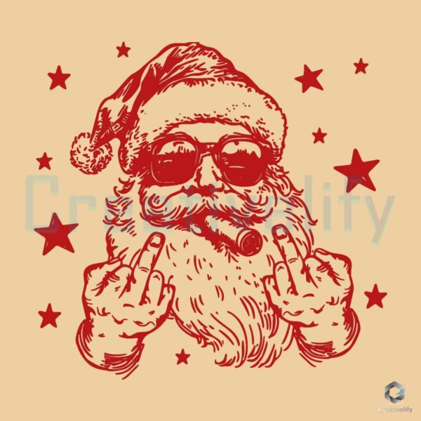 Smoking Santa Claus Middle Finger SVG