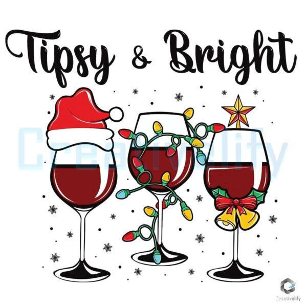 Tipsy and Bright Wine Glasses Holiday SVG