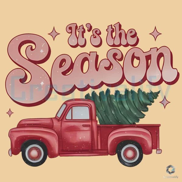 Tis The Season Christmas red Truck Png