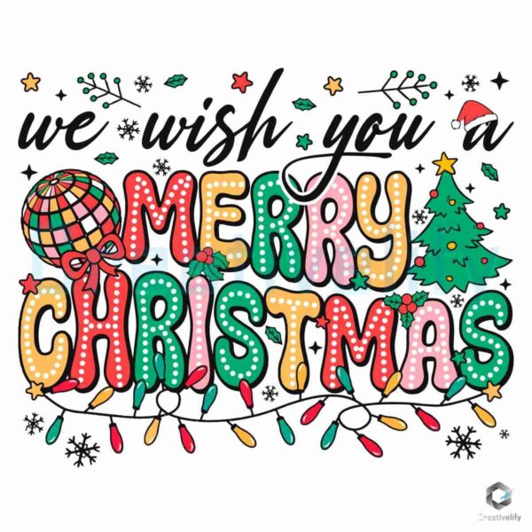 We Wish You A Merry Christmas Doodle Dots SVG