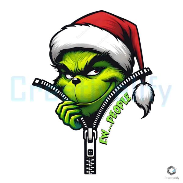 Ew People Grinch Zipper Funny Christmas Design PNG