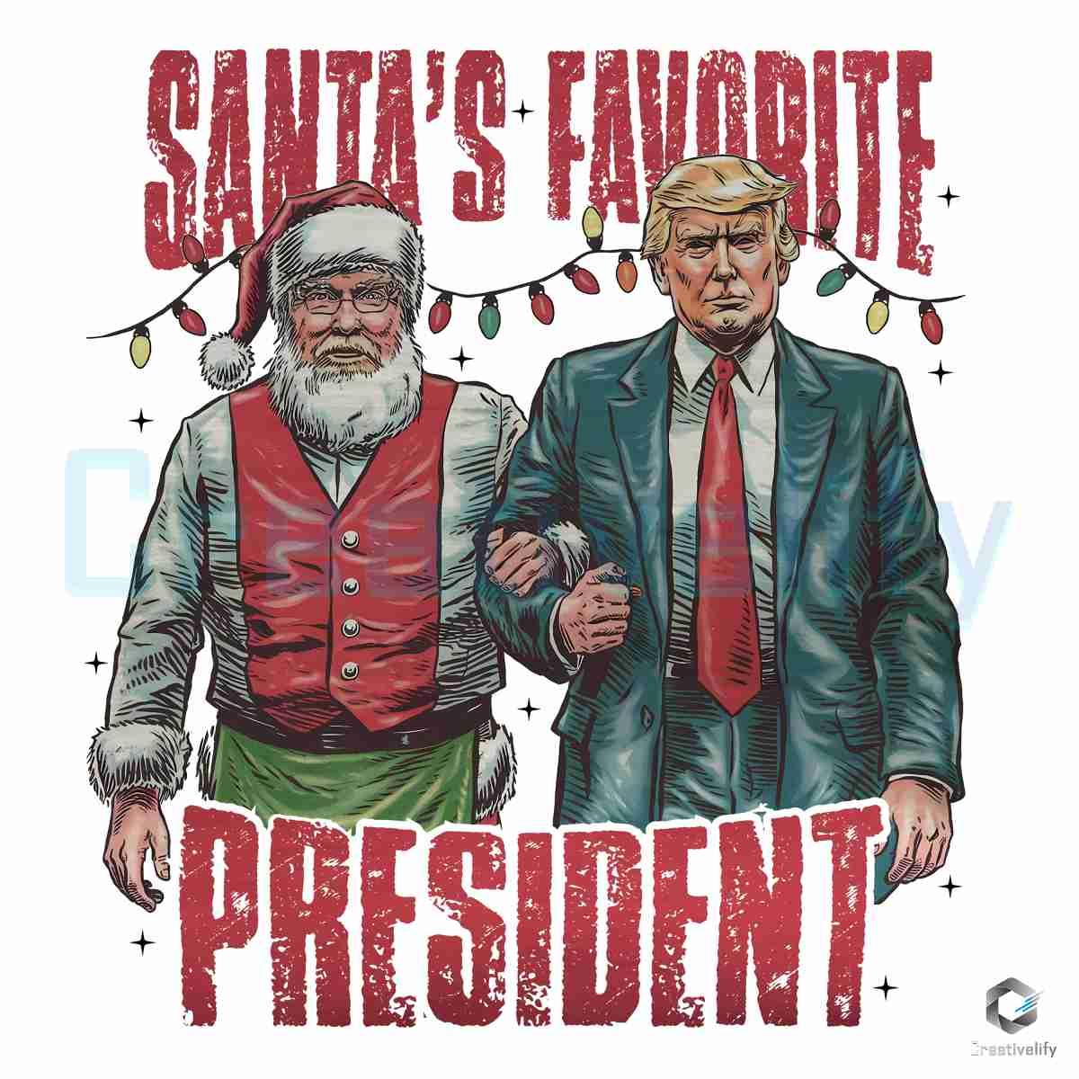 Vintage Christmas Santas Favorite Trump President Png