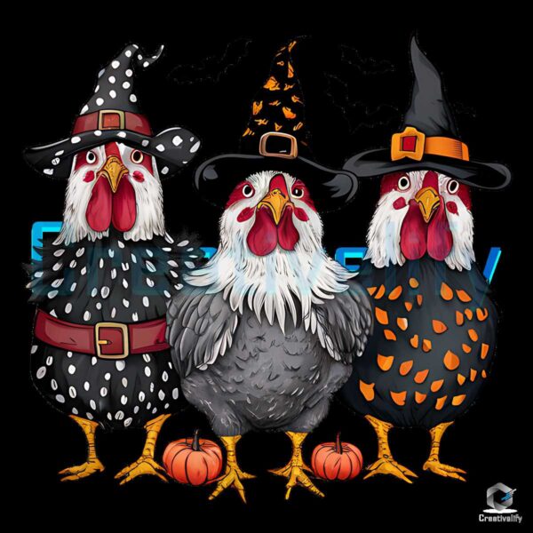 Spooky Chickens Halloween Pumpkin PNG