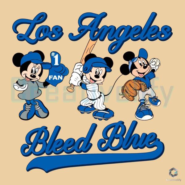 #1 Fan Bleed Blue Mickey Minnie Los Angeles Baseball SVG