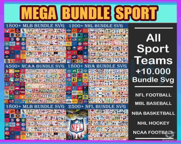 10000 Mega Bundle Sport NFL MLB NHL NCAA Svg