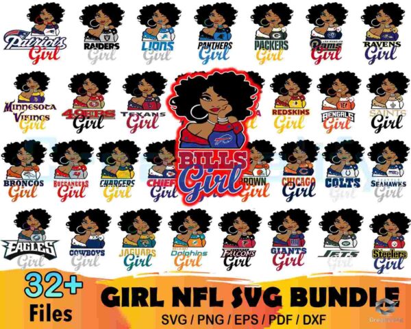 32 NFL Girls Bundle Football Svg