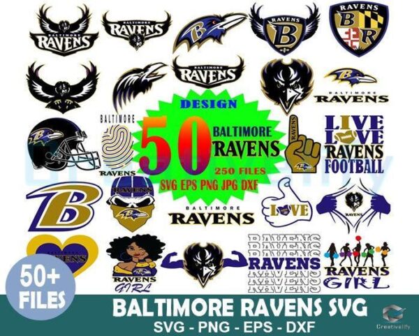 50 Designs Baltimore Ravens Bundle SVG