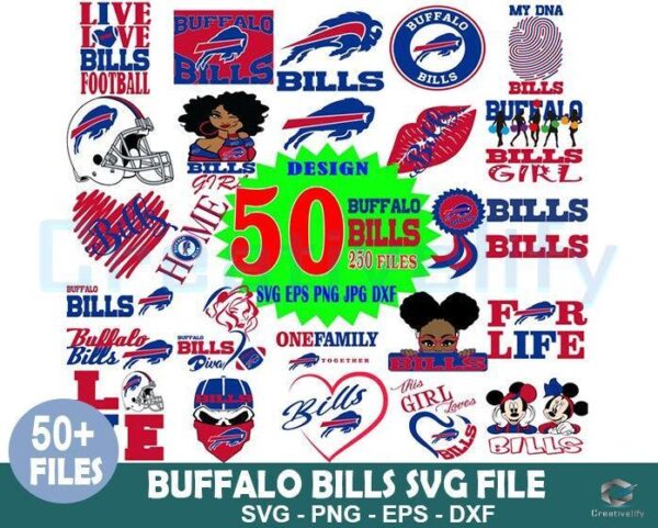 50 Designs Buffalo Bills Bundle Football SVG