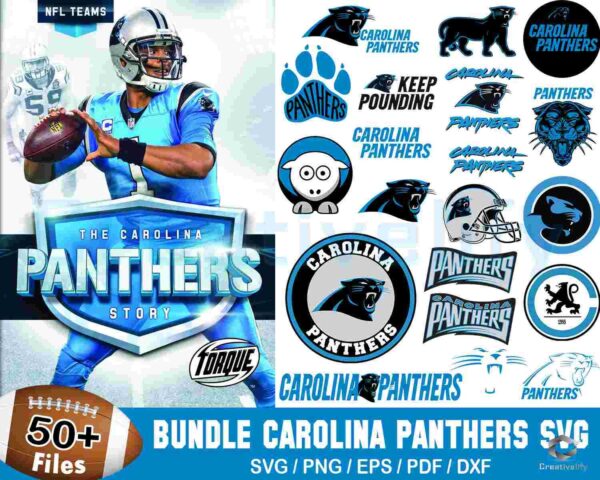 50+ Designs Carolina Panthers Football Bundle Svg