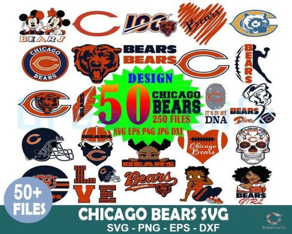 50 Designs Chicago Bears Bundle SVG