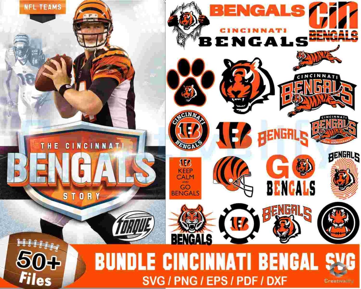 50+ Designs Cincinnati Bengals Football Bundle Svg