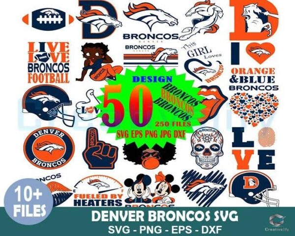 50 Designs Denver Broncos Football Bundle Svg