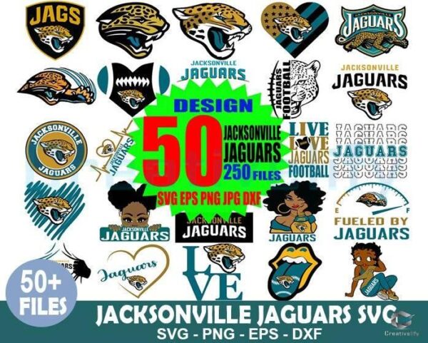 50 Designs Jacksonville Jaguars Bundle Svg