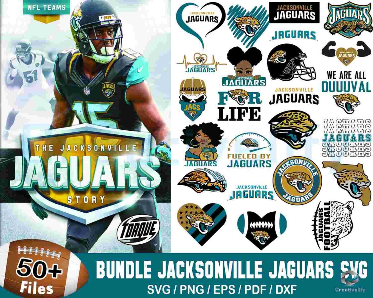 50+ Designs Jacksonville Jaguars Bundle Svg