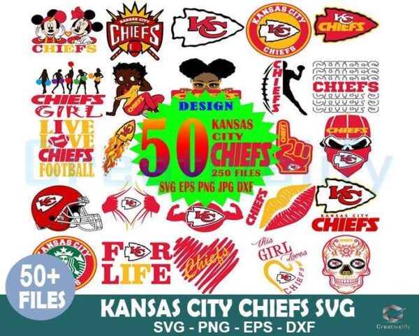 50 Designs Kansas City Chiefs Bundle SVG