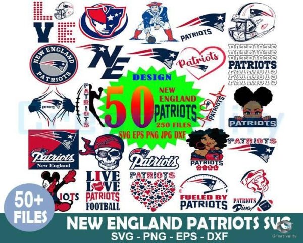 50 Designs New England Patriots Bundle SVG