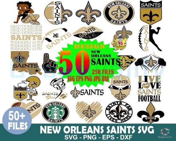 50 Designs New Orleans Saints Bundle SVG