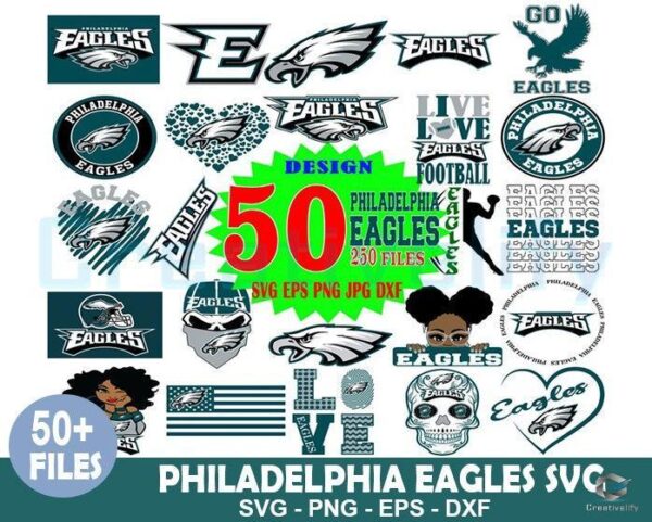 50 Designs Philadelphia Eagles Bundle SVG