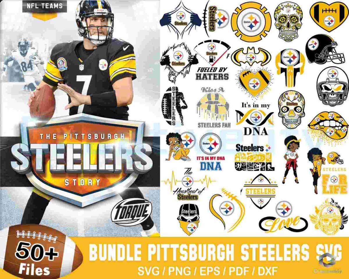 50+ Designs Pittsburgh Steelers Football Bundle Svg