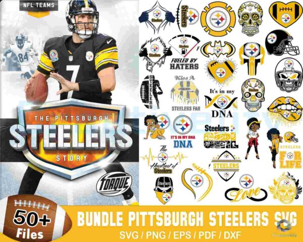 50+ Designs Pittsburgh Steelers Football Bundle Svg