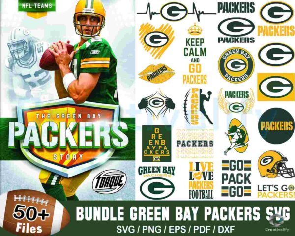 50+ Green Bay Packers Football Bundle Svg