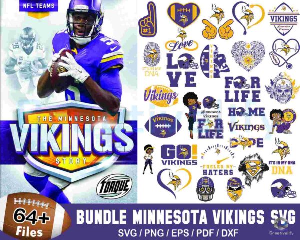 64+ Designs Minnesota Vikings Football Bundle Svg