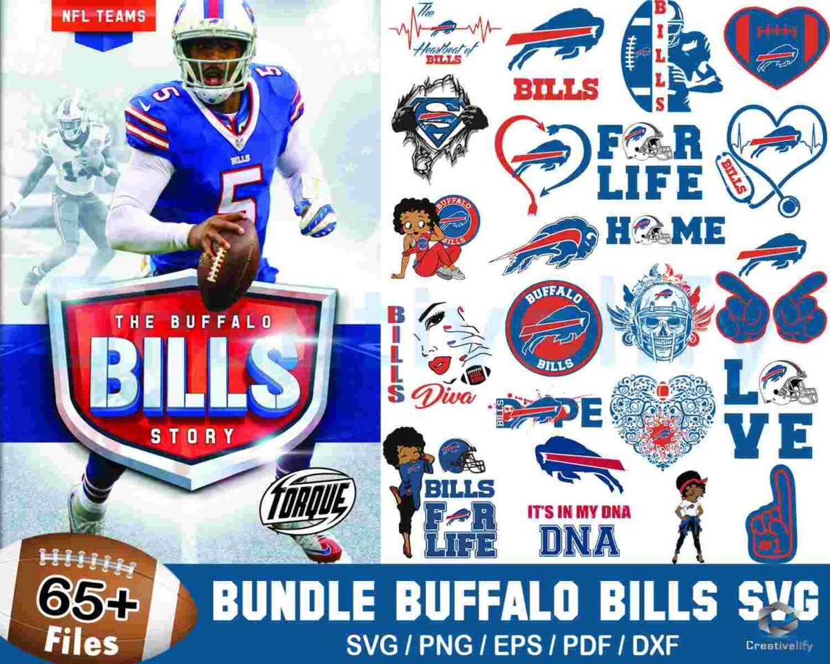 65+ Designs Buffalo Bills Football Bundle Svg