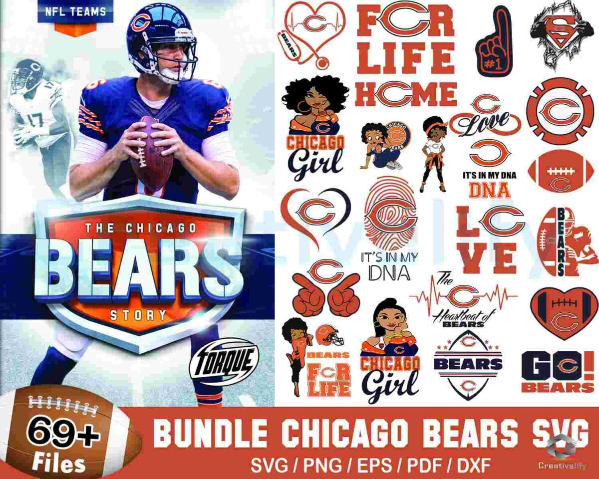 69+ Designs Chicago Bears Football Bundle Svg