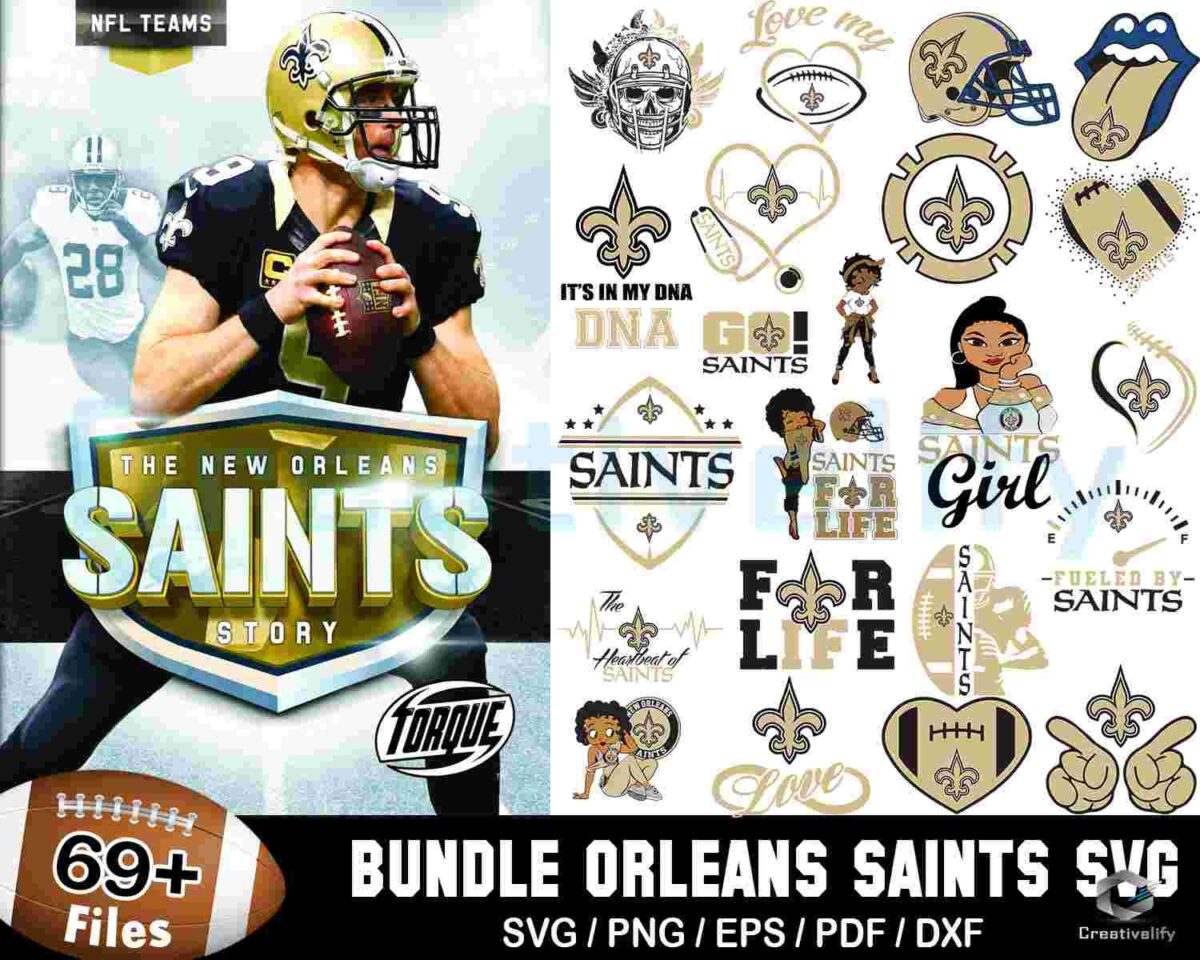 69+ Designs New Orleans Saints Football Bundle Svg