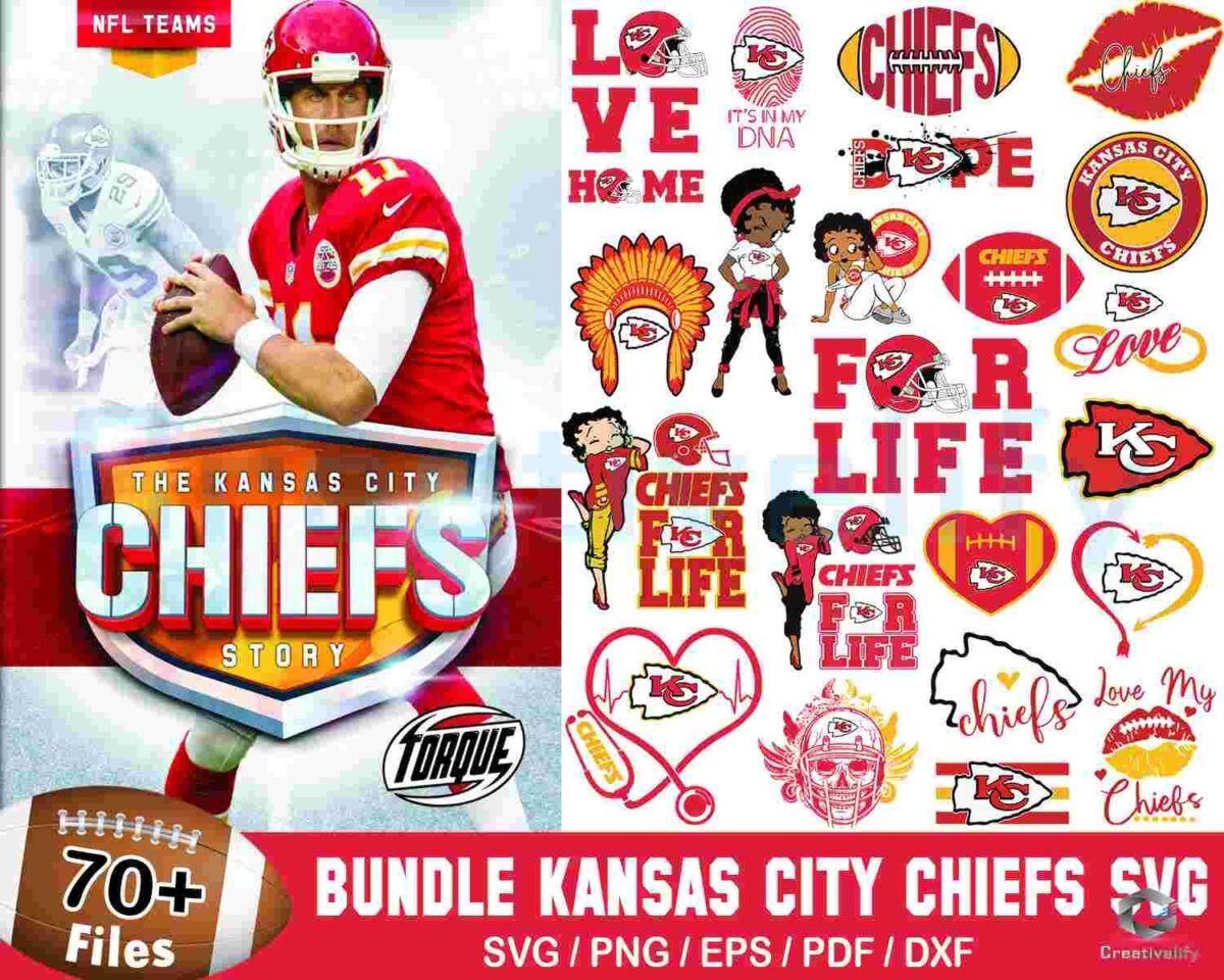 70 Designs Kansas City Chiefs Football Bundle Svg