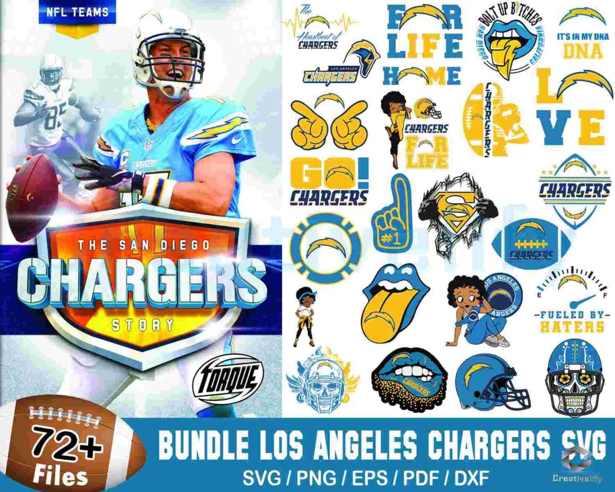 72+ Los Angeles Chargers Football Bundle Svg