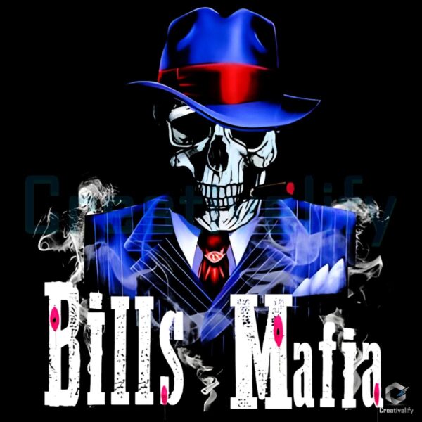 Bills Mafia Skull Smoking Football PNG