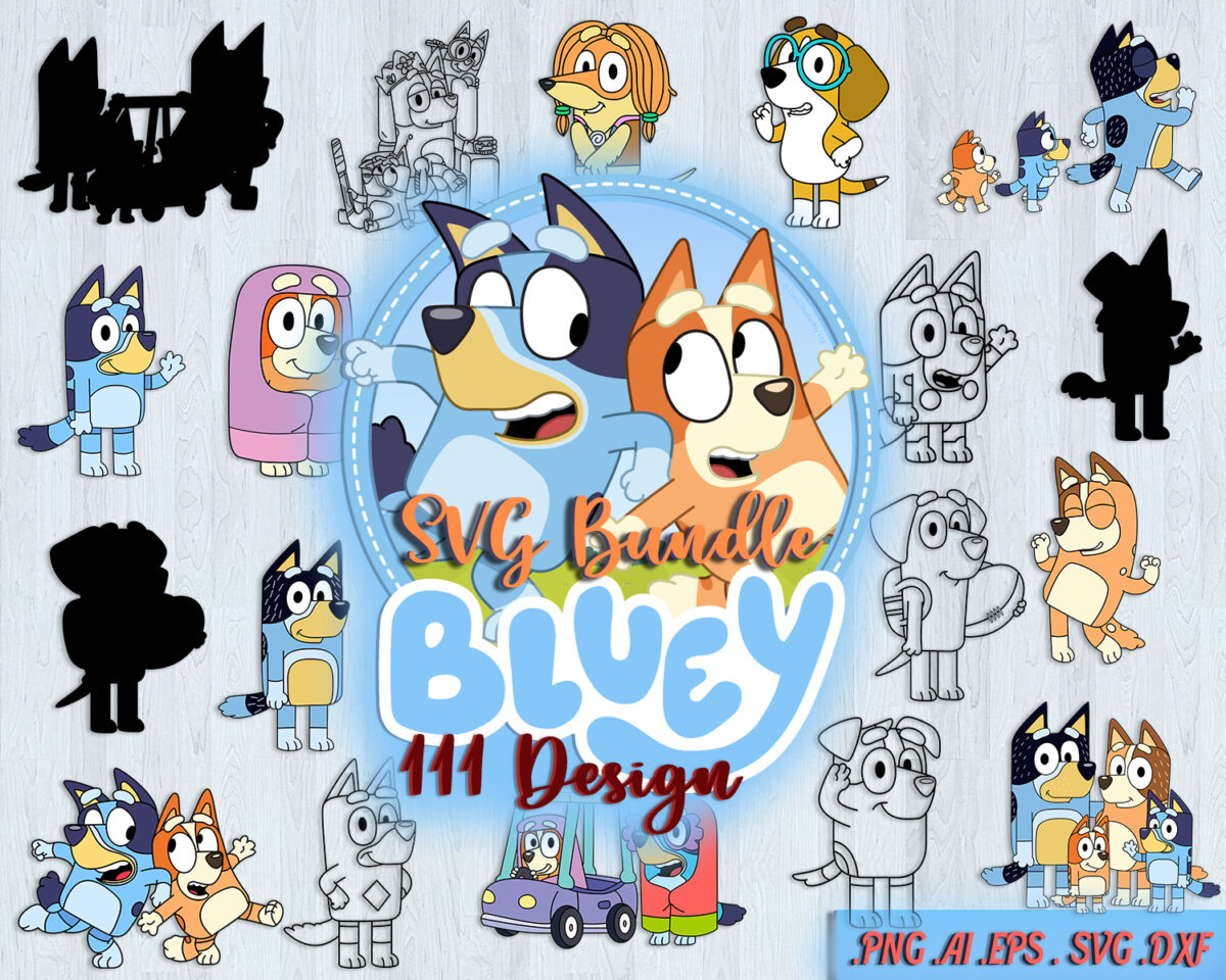 111 Designs Bluey Cartoon SVG File Bundle