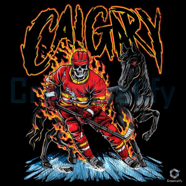 Calgary Flames Black Horse Skeleton Hockey PNG