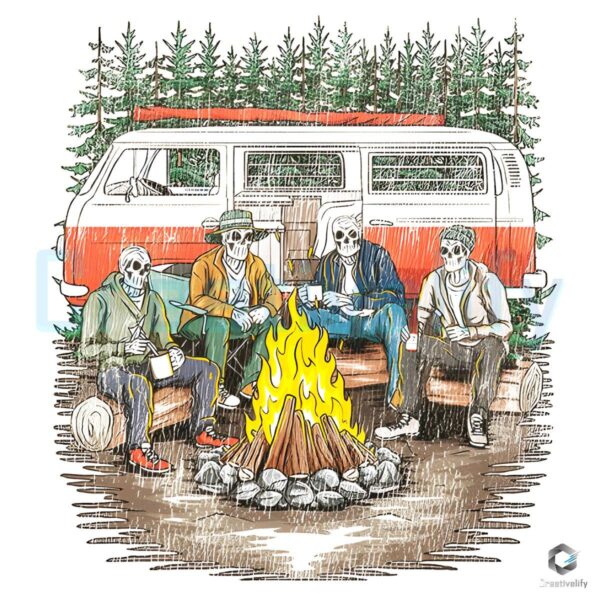 Campervan Camping Skeleton Squad PNG