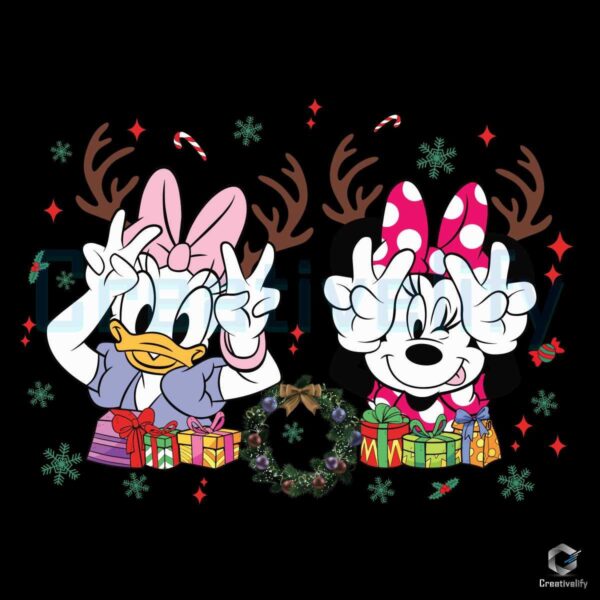 Christmas Reindeer Friends Daisy Minnie Disney PNG