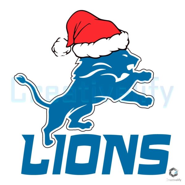 Christmas Santa Detroit Lions Logo SVG