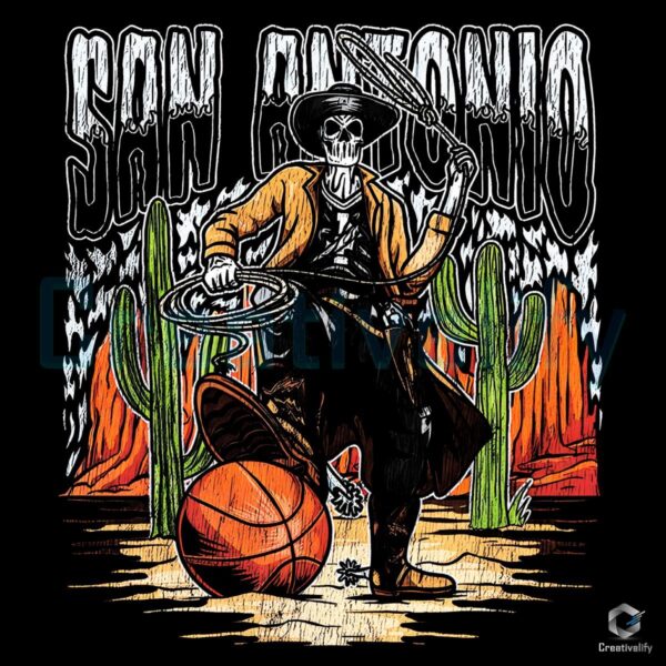 Cowboy Skeleton San Antonio Spurs Basketball PNG