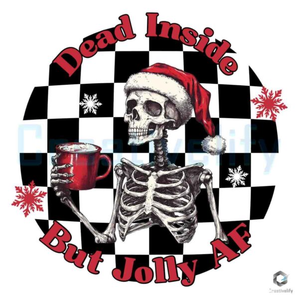 Dead Inside But Jolly AF Christmas Santa Skeleton PNG