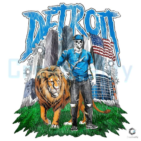 Detroit Lions Football Skeleton City PNG