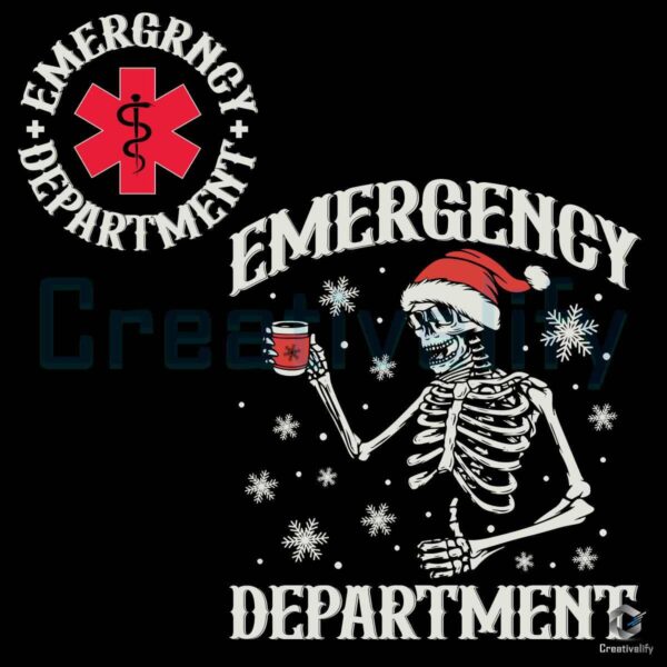 Emergency Department Skeleton Nurse Christmas PNG