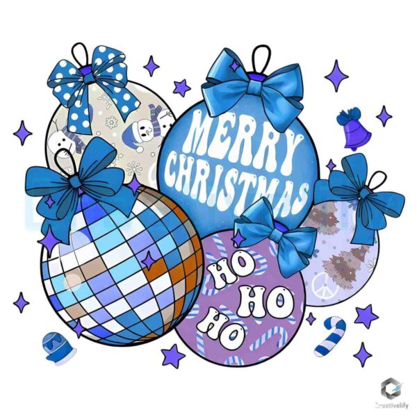 Festive Disco Ball Ho Ho Ho PNG Ornaments for Christmas