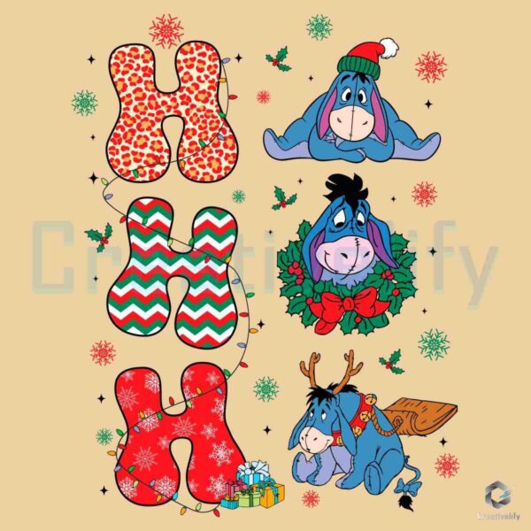 Festive Eeyore Donkey Christmas PNG