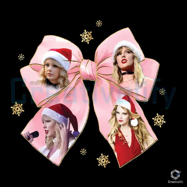 Festive Taylor Swift Bow Santa Hat PNG for Christmas Sparkle