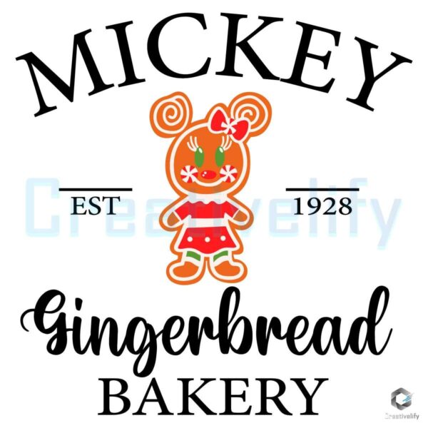 Gingerbread Cookie Mickey Est 1928 Bakery SVG