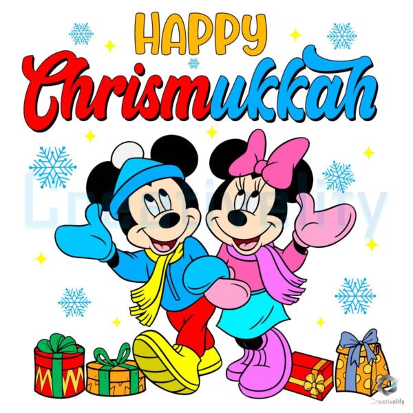 Happy Christmukkah Mickey Minnie SVG